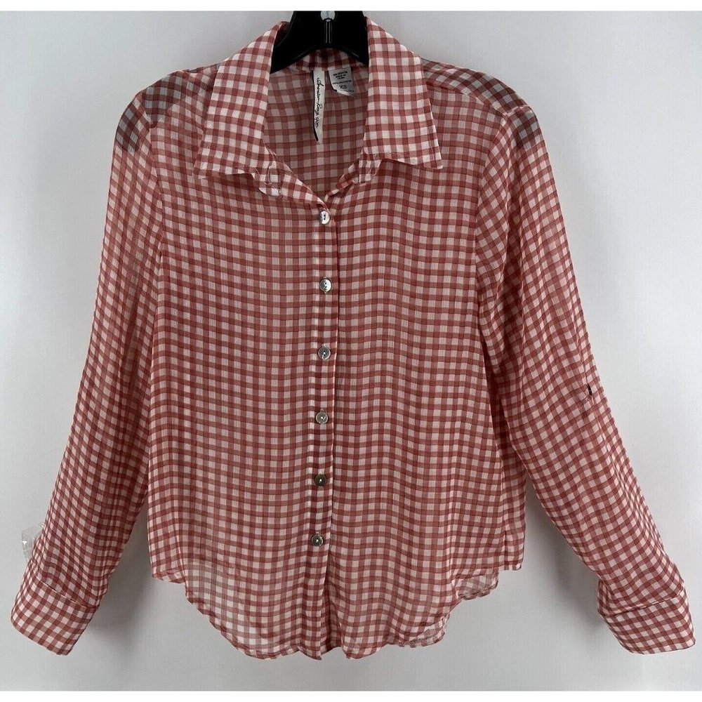 American Rag Women's Long Sleeve Top Blouse Button Down Sheer Sz XSmall - Picture 1 of 8